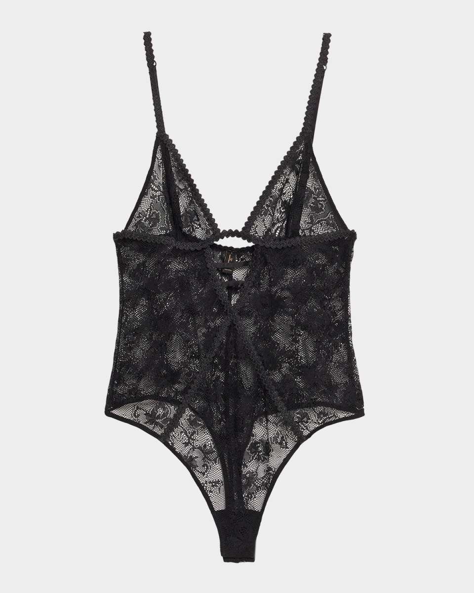 Jardin d'Oeillet Floral Lace Thong Bodysuit